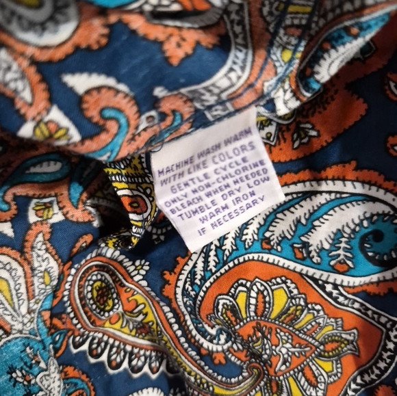 Paisley Patterned Men's XL Shirt Multicolor -Alan Flusser / Preowned - Picture 5 of 6